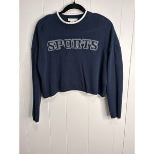 Vtg 90s Sincerely Jules  crewneck Sweatshirt Blue Active Athletic Women Blue